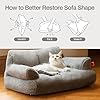 MEWOOFUN Cat Couch Bed for Indoor Cats, Washable Small Dog Beds for Medium Small Dogs & Cats up to 25 lbs, Fluffy Pet Beds with Non-Slip Bottom, 26×19×13 Inch (Grey) - Image 6