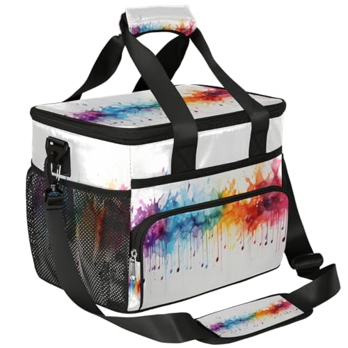 Painting Insulated Picnic Backpack Lunch Box for Women Men Picnic Basket Tote Lunch Bag Picnic Bag Portable Lunch Bags for Picnic, Beach, Work, Trip,Office, Camp Color Splash Texture