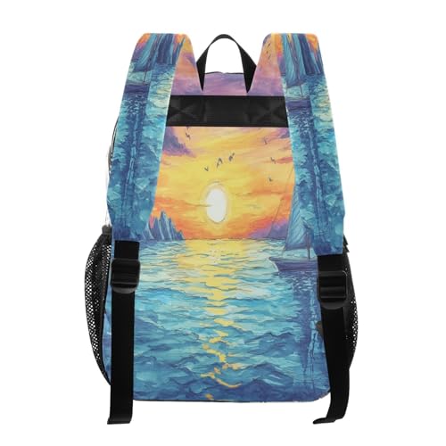Sea Sunset Clear Backpack - Stadium Approved Large 15.7-inch Waterproof Transparent Bag for Sports, Concerts, Work, Travel#4333