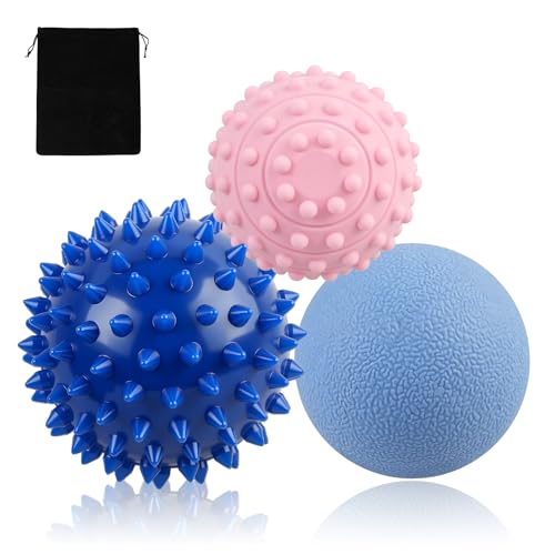 Image of WOVTE Massage Lacrosse Ball Set for Sore Muscles, Shoulders, Neck, Back, Foot, Body, Deep Tissue, Trigger Point, Muscle Knots, Yoga and Myofascial Release