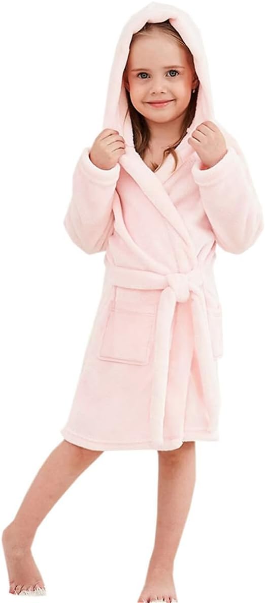 Umeyda Girls Fleece Hooded Robes, Warm Printed Bath Robe for Kids Soft Fuzzy Bathrobe for Gifts - Image 2