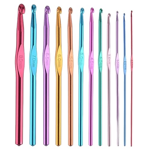 Image of ADW Craft'S 12 Pcs Crochet Needle Set|Aluminum Multicolor Crochet Hooks Needle|Crochet Needle| Crochet Needle Single Size|Crochet Needle Set | Crochet Needle Kit|Crochet Needle Set (12 PCS Set)