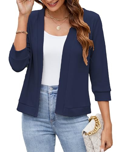 Image of Hount Womens 3 /4 Sleeve Cropped Cardigans Lightweight Casual Open Front Bolero Shrugs Sweaters