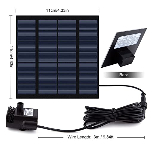 Solar Fountain Pump Kit With Separate Solar Panel, 1.5 W Upgraded Solar Water Pump With 3 M Long Cable & 4 Nozzles For Bird Bath, Outdoor Pond, Patio Garden And Fish Tank (Black) #TOP3