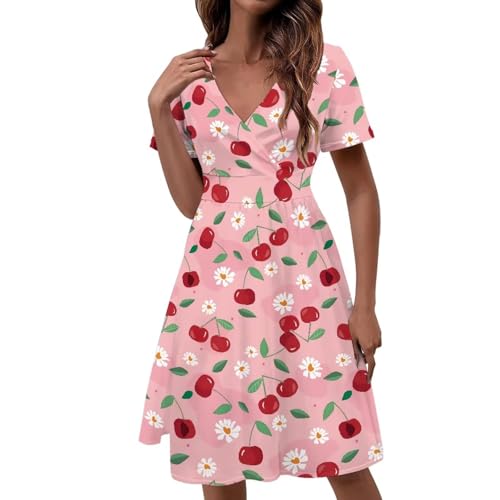 Image of Women's Summer Formal Dresses Short Sleeve Wrap V Neck Dresses Bridesmaid Wedding Guest Dress with Pockets