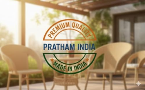 Image of India Garden Patio Seating Chair and Table Set Outdoor Balcony Garden Coffee Table Set Furniture with Table and Chairs Set (Grey with Red Cushion 2+1)