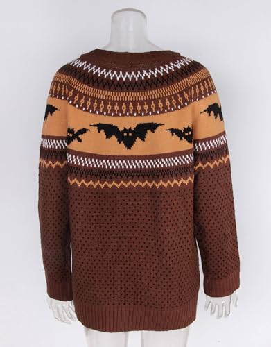 Image of Women's Long Sleeve Crewneck Casual Fall Winter Fair Isle Pullover Sweaters
