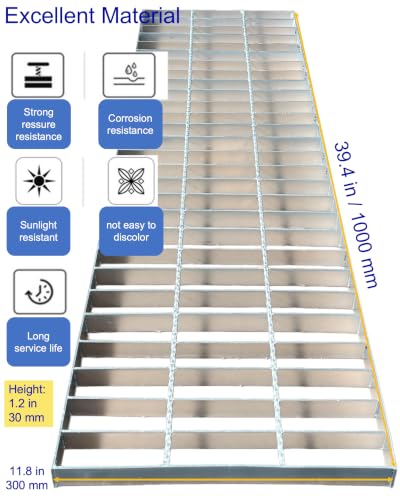 Image of Galvanized Steel Drain Grate, Driveway Channel Cover 40x12 in