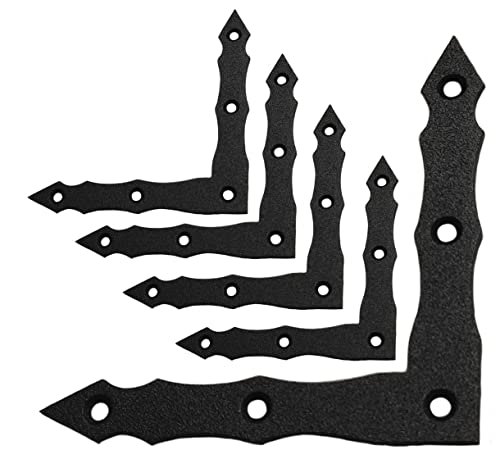 Flat Plate L Shape Black Metal Decorative Brackets Mending Connecting Joining Plate Heavy Duty Powder Coated Ornamental Repair Steel Sheet 4" x 4" x 0.6' x 0.08" (100 x 100 x 15 x 2mm) Pack of 5pcs