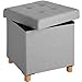 Tectake Pouf Carré avec Coffre de Rangement Tabouret Rembourré Pliable Repose-Pied Siège Cube Tissu Pieds en Bois – Diverses Couleurs (Gris Clair)