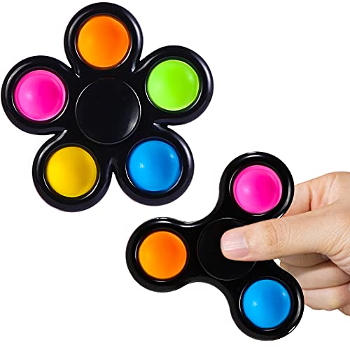 SCIONE Pop Fidget Spinners 2 Pack,Fidget Toy,Poopp Fidget Packs for Kids,Push-Poopp Bubble Sensory Toys for Adults,Fidget Pack with Poopp Hand Spinners Toy