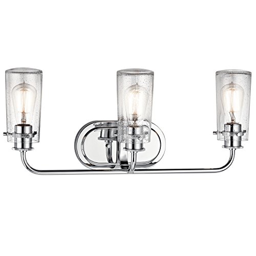 Image of KICHLER Braelyn 24 inch 3 Light Vanity Light with Clear Seeded Glass Chrome