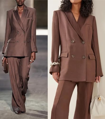 Women's Suit Double Breasted Buttons Jacket & Pants 2-Piece Business Office Tuxedos3