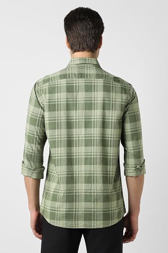 Image of Peter England Men's Checkered Cotton Shirt | Smart Casual | Full Sleeves