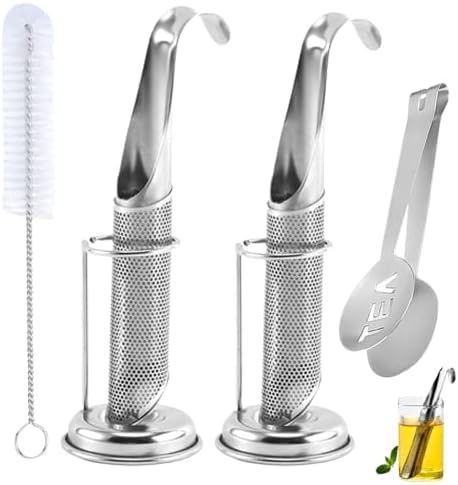 2 pack Tea Infuser,Tea Strainers for Loose Tea, 304 Stainless Steel Tea Steeper for Loose Tea Loose Leaf Tea Filter, Long Handle Diffusers for Tea, Coffee, Seasonings, Spices (Silver)