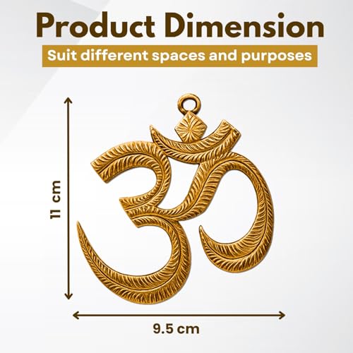 Image of CARBON Om Symbol Gold-Plated Wall Hanging | Traditional Metal Craft Decorative Art for Home, Office, Puja Room & Temple | Auspicious Spiritual Wall Decor Accent