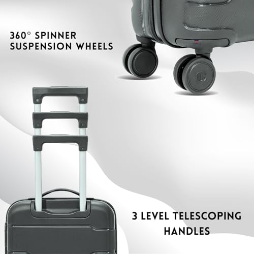 Image of 28-Inch Hard-Shell Luggage Suitcase | Lightweight 3.7 kg | 360 Spinner Wheels | 2-Way Zipper | Multi-Functional Lock | Business & Family Travel Trolley Bag (1, Dark GREY-20INCH)