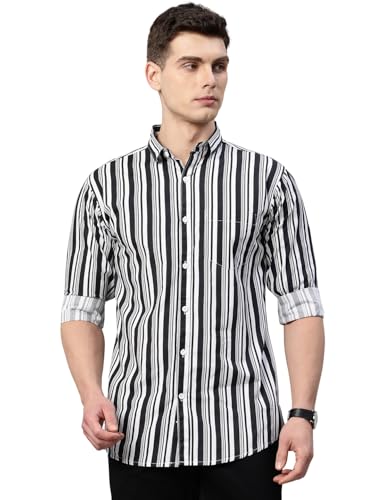 Image of Majestic Man Men's Standard Slim Fit Striped Pure Cotton Casual Shirt