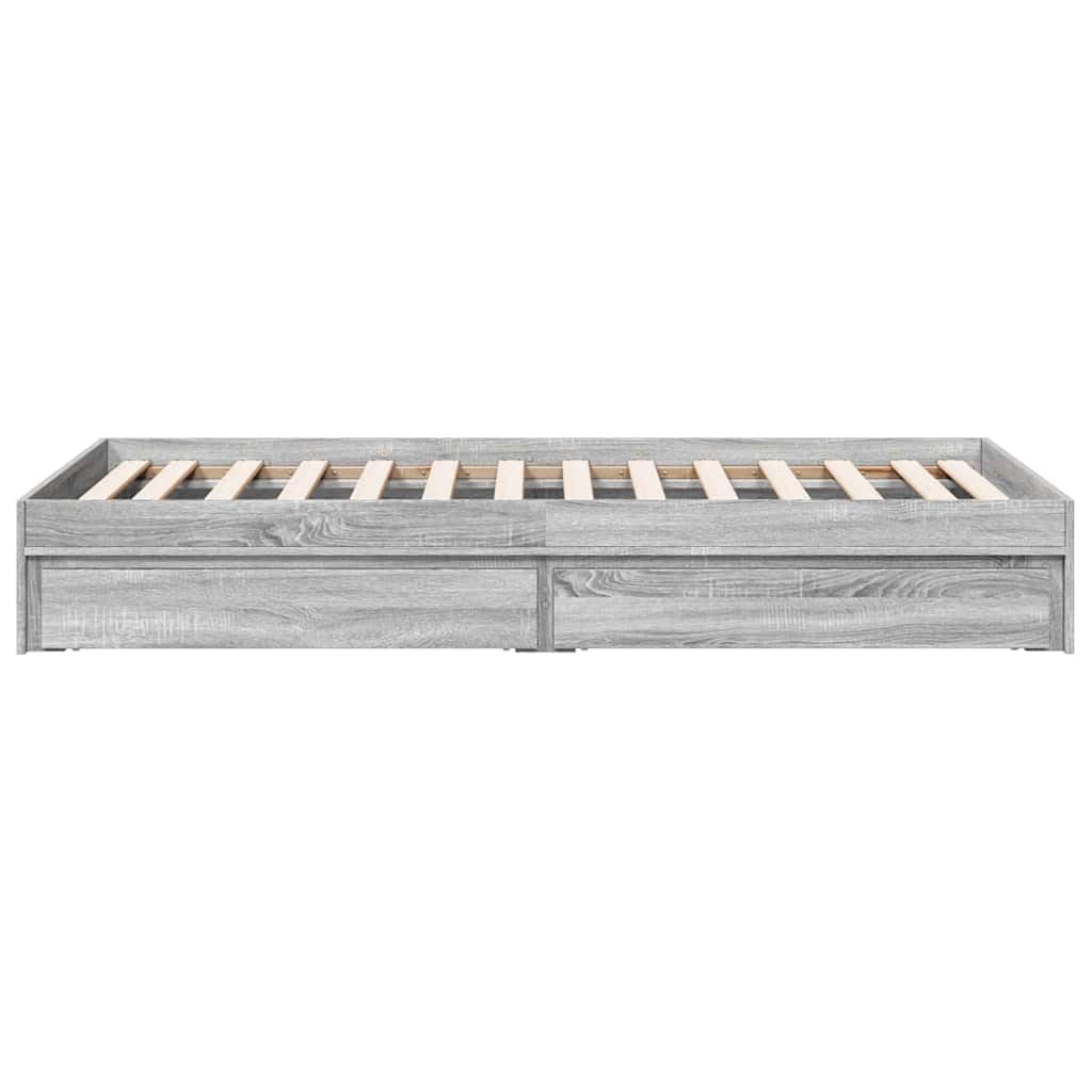 vidaXL Cama con cajones Madera de ingeniería Gris Sonoma 90x190 cm