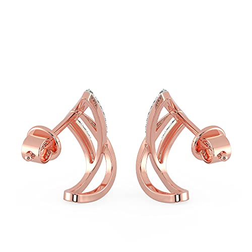 Malabar Gold & Diamonds 18Kt Rose Gold & Real Diamond Earrings for Women | 18 K (750) BIS Hallmark Gold & IGI Certified Diamond Earrings for Birthday, Anniversary &... - Image 4