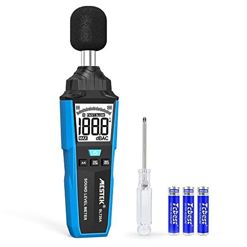 MESTEK Decibel Meter Sound Level Meter Digital SPL Meter 30-130dB MAX Data Hold with Backlit LCD Display, A/C Weighted Noise Meter for Home Factory Noisy Neighbor Classroom