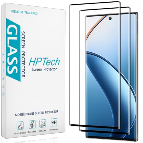 HPTech 2 Pack Screen Protector for Samsung Galaxy Note 10 Tempered Glass Film 3D Curved Full Screen Coverage Anti Scratch Case Friendly