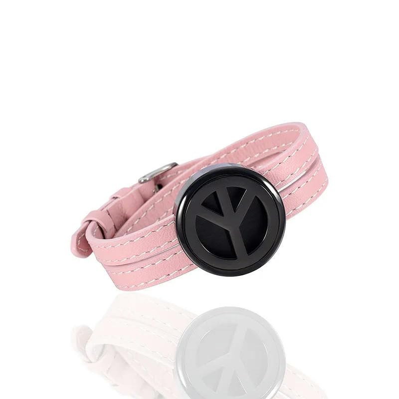 Bracelet huile essentielle en acier rose pour femme avec cadran noir et 12 tampons rechargeables
