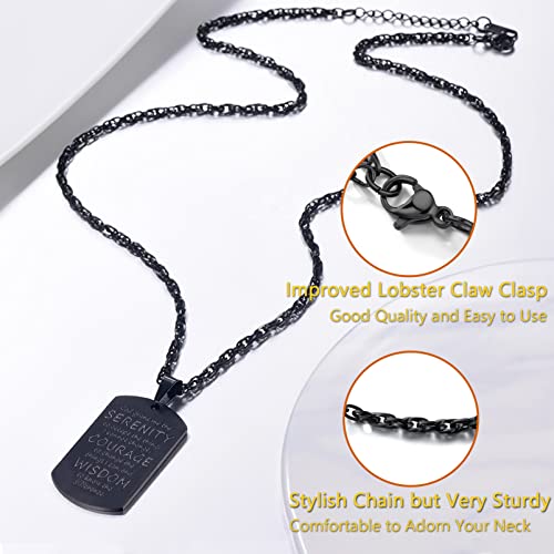 Prosteel Black Cross Pendants Necklaces Dogtag Men Women Jewelry Inspirational Bible Verse Jewelry Military Dog Tag Catholic Christian Christmas Gift #TOP3