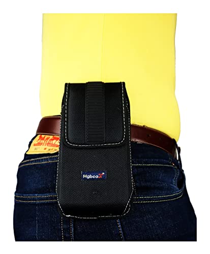 Mgbca Nylon Phone Pouch For Samsung Galaxy S21 S20 5G/ S20 Fe/Fan Rugged W/Fixed Secure Loop Clip, Phone Belt Holder, Magnetic Closure, Fits Slim-Fit Or Bulky Cases On Phone (Black- Vertical) #TOP1
