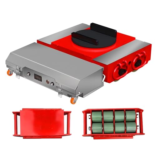 JIN YANG HU 40 Ton Electric Machinery Skate Dolly,Electric Remote Control Machinery Moving Skate with 2pcs Straight Auxiliary Wheels, Industrial Heavy Machine Skate for Warehouse and Workshop