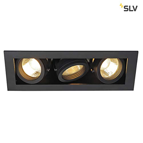 SLV Encastré  KADUX 3 Lampes | Rectangulaire | Noir Mat | Orientable Inclinable Multidirectionnel