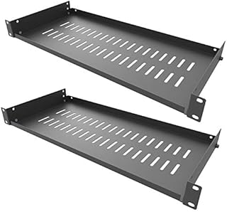 Jingchengmei 2 PCS of 1U Server Rack Shelf - Universal Vented Cantilever Tray for 19" Network Equipment Rack & Cabinet - Cold Rolled Steel - 44lb - 8" Deep-Disassembled for Safety