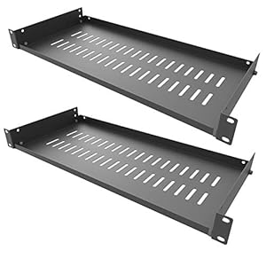 Jingchengmei 2 Pack of 1U Disassembled Vented Cantilever Server Rack Mount Shelf 8″ (203mm) Deep for 19″ Network Cabinet or Equipment Rack (8V2PC)