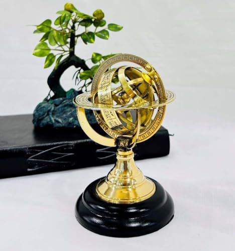 Vintage Brass Globe Armillary Sphere Astrolabe Nautical Marine Tabletop Globe for Home & Office Decoration Best Gift