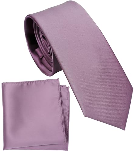 Image of Boy's Solid Tie with Pocket Square Set, Regular Necktie for Children and Kids, Self-Tied