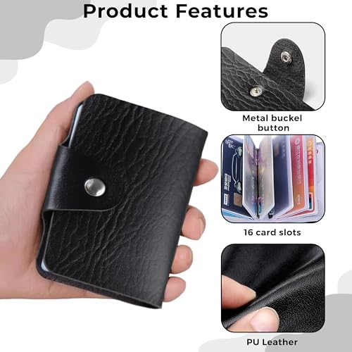 Image of Kraptick Pocket Cards Holder - Compact Lightweight Wallet for Credit and Debit Cards, Multi-Functional Card Organizer, Durable Card Carrier with 16 Slots for Easy Access (Brown & Black) (Combo of 2)
