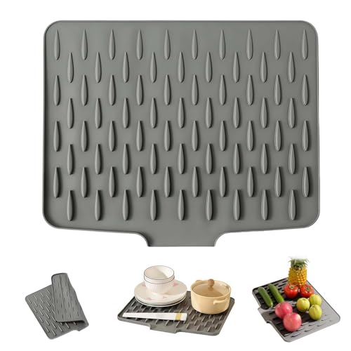 LUMOOM Tappetino scolapiatti in silicone con struttura scanalata, inserto per lavello come protezione contro le perdite, per lavello da cucina, 30 x 23 cm
