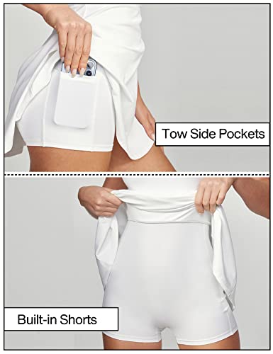 Image of Heathyoga Tennis Dress with Built in Shorts and Bra Athletic Dress for Women Summer Cut Out Twisted Golf Workout Dress