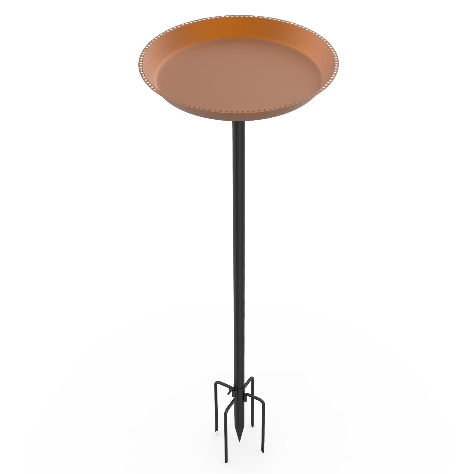 EFUTURETIME Comedero Pajaros Exterior con Pie, φ 30 x 90 cm, Bebedero para Pájaros de Metal, Baño de Pájaros Exterior Regulable en Altura, Decoración de Jardín, Marrón