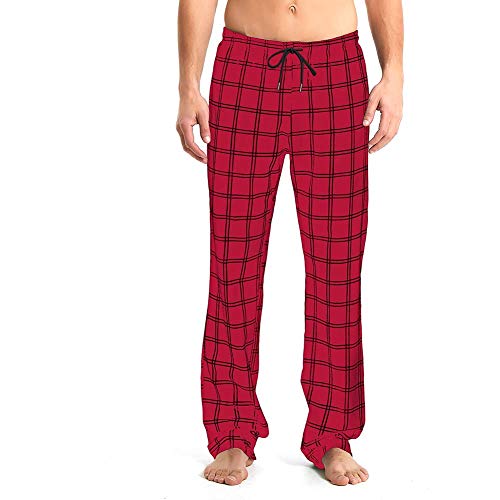 Idtswch Mens Tall Pajama Pants 30/32/34/36/38 Long Inseam Plaid Lounge Pants Sleepwear Pajama Bottoms 100% Cotton