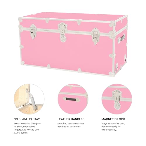 Image of Rhino Trunk & Case Classic XXL Home Storage & College Trunk - 36 inchx18 inchx18 inch, Seats 1500+ lbs, Soft-Close Lid. USA Made Secure Dorm Furniture, Organization, Steamer Style Blanket Chest