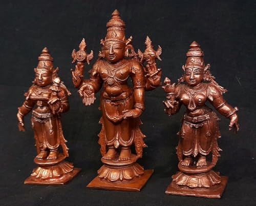 Image of Venkateswara with Sridevi and Bhudevi Murti - 3.9 in