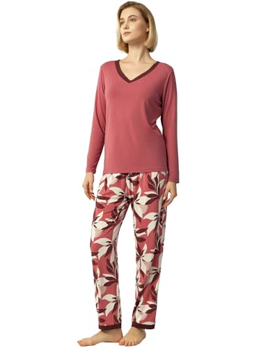 Image of GYS Women's Bamboo Viscose Long Sleeve Pajamas Set