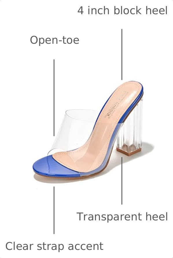 Image of Cape Robbin Fusion Chunky Block High Heels for Women, Transparent Booties for Women