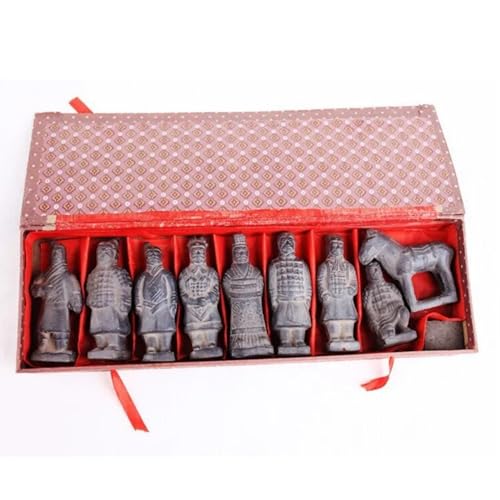 Thinkthings N1.M109 Terracotta Army Qin Dynasty Warriors Figurines, 9 Pieces Set Handcrafted Pottery Clay Statues thumb #1