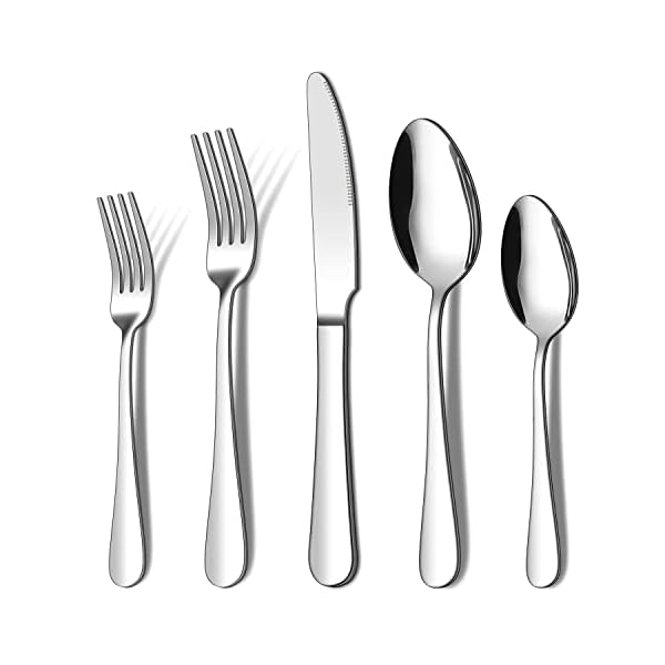 20 Piece Silverware Set, ENLOY Stainless Steel Flatware Cutlery Set, Kitchen Utensil Set Service for 4, Include Knife Fork Spoon, Mirror Polished, Dishwasher Safe