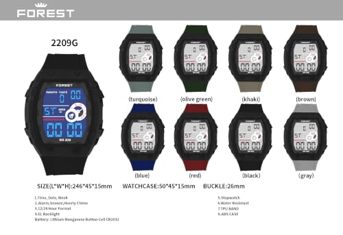 Image of Forest Premium Brand - A Digital Watch Shockproof Multi-Functional Automatic Silicone Strap Waterproof Digital Sports Watch for Men (F-2209-G-BLACK)