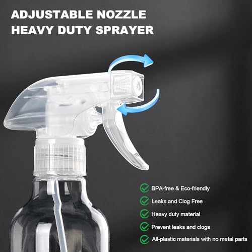 Spray Bottles 16.9oz 2 Pack Plastic Empty Spray Bottle for Hair Mist/Stream Spraying Heavy Duty Square Water Spray Bottles for Cleaning Solutions, Plants,Essential Oils4