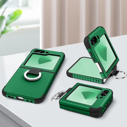 Image of BENTOBEN for Samsung Galaxy Z Flip 6 5G Case with Ring, Heavy Duty 2 in 1 Full Body Rugged Galaxy Z Flip6 Case Girls Women Boy Men Shockproof Protection Cover for Samsung Z Flip 6 6.7 inch,Dark Green