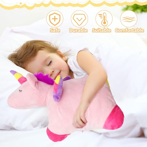 Cyiecweu Wärmflasche mit Bezug Fluffy Tier, 1L Abnehmbar und Waschbar Einhorn Wärmflasche Kuscheltier zur Behandlung von Schmerzen Fieber, Plüsch Handwärmer für Kinder, Unicorn Weihnachtsgeschenke